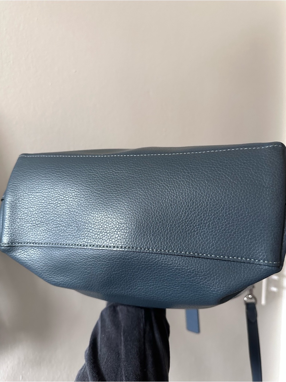 COACH THEA BAG Soft Pebbled Leather Tote Denim Blue Silver Hardware NEVER USED - Picture 4 of 11